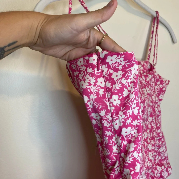 NWT Zara|| Pink Floral Corset Bodysuit, size medium adjustable straps,Sp… - Picture 11 of 14